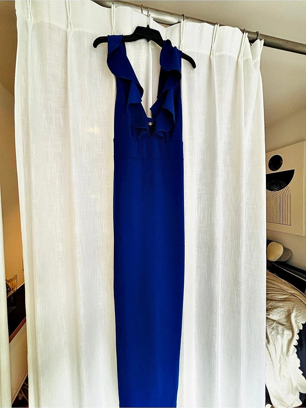 ISSUE New York Ruffle Maxi Dress in Blue Size Large Like New